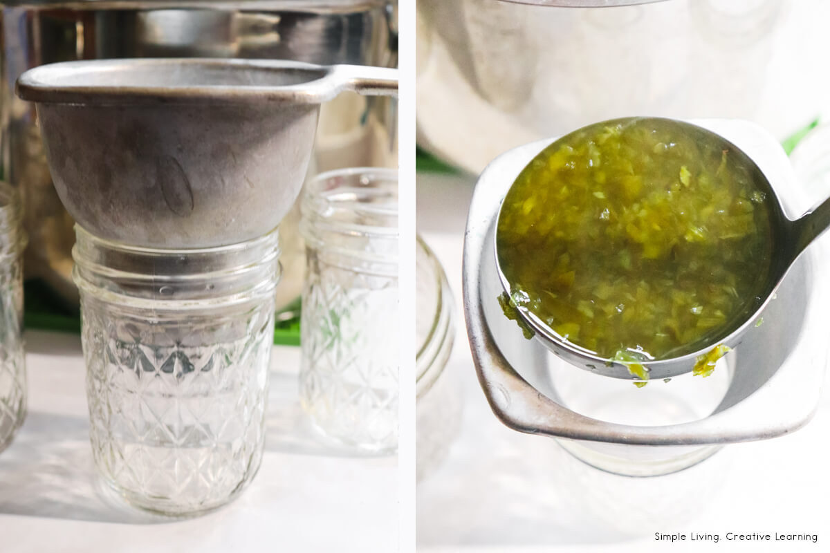 Green Pepper Jelly filling jars