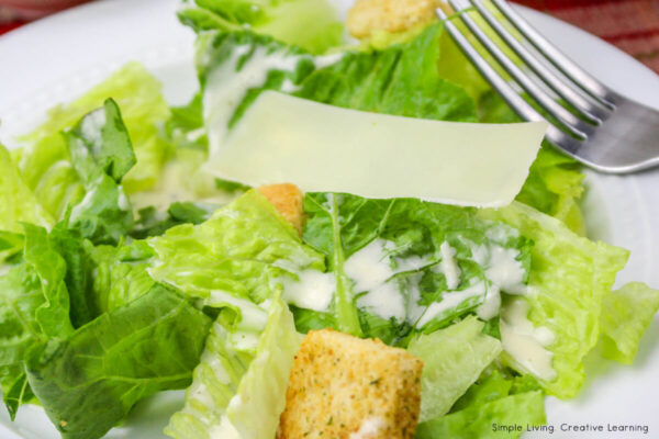 Easy Homemade Caesar Salad Dressing in a salad