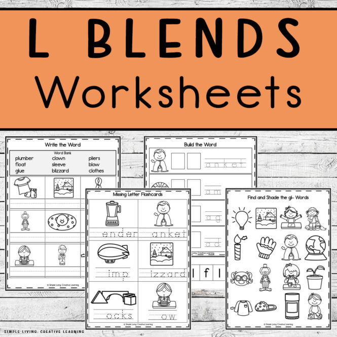 L Blends Worksheets four pages