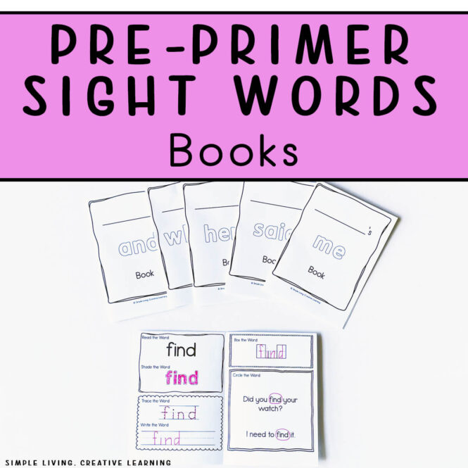 Pre-Primer Sight Words Books one book printed out