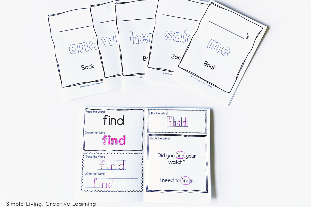 Pre-Primer Sight Words Books examples of multiple books