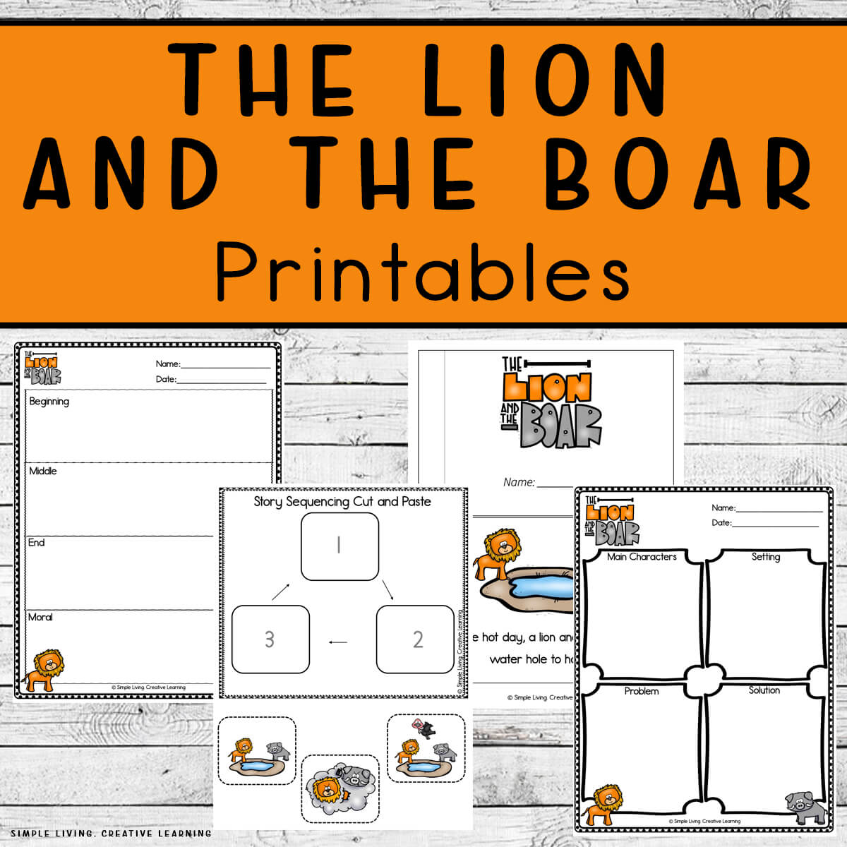 Lion and the Boar Printables four pages