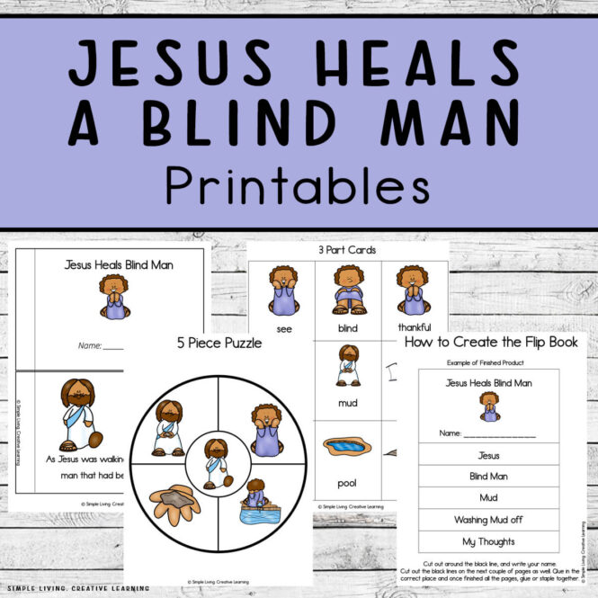 Jesus Heals Blind Man Printables four pages