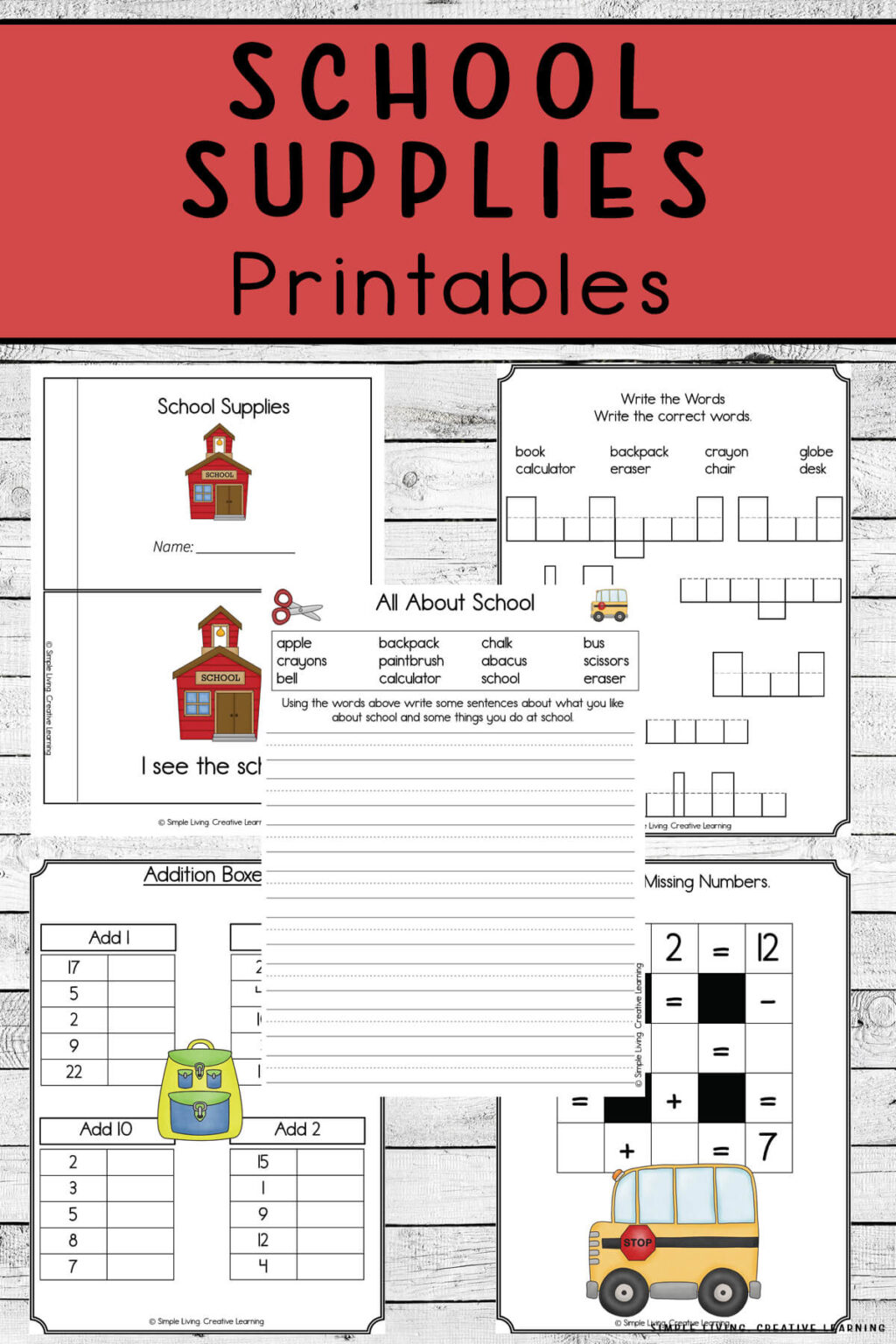 School Supplies Printables - Simple Living. Creative Learning