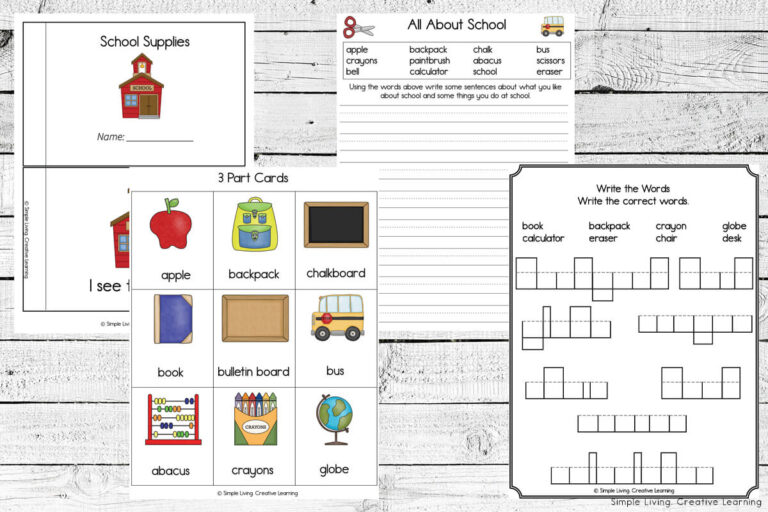 School Supplies Printables - Simple Living. Creative Learning