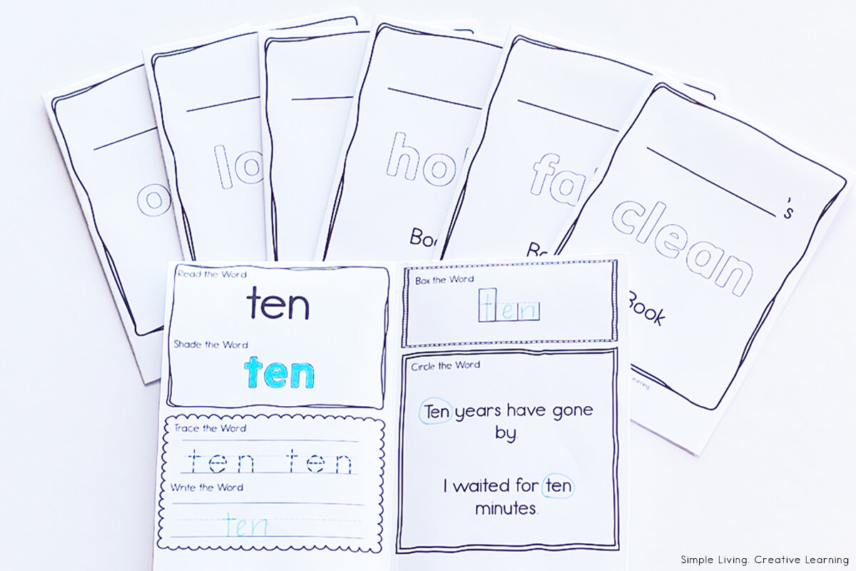 Third Grade Sight Words Books seven books printed, one open