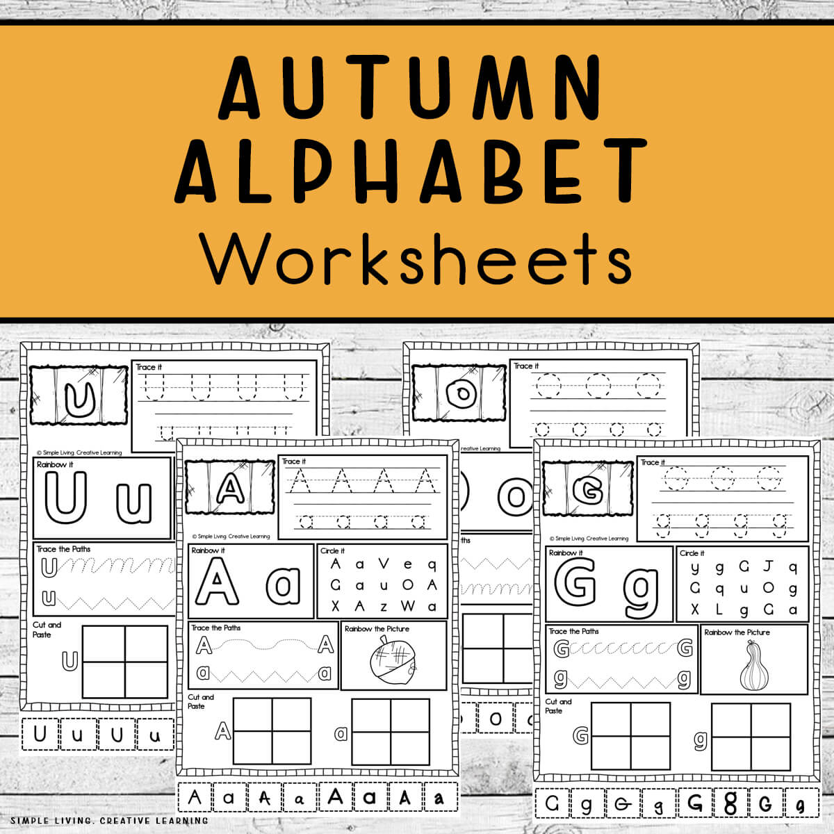 Autumn Alphabet Worksheets four pages