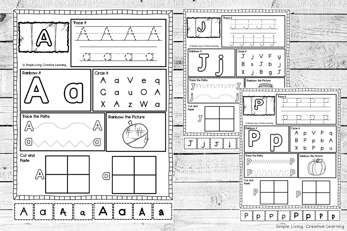 Autumn Alphabet Worksheets three pages