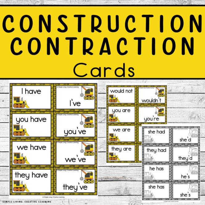 Construction Contraction Cards three pages