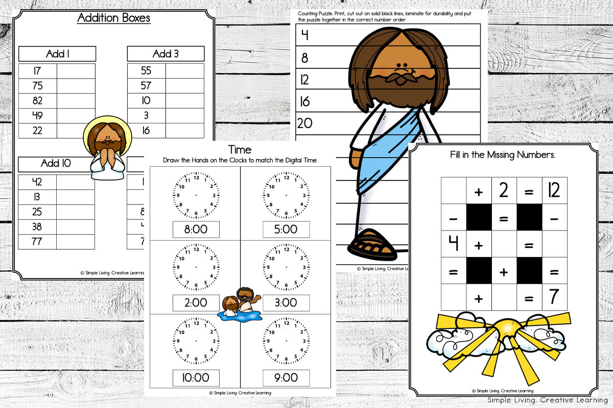 Jesus is Baptised Printables math pages