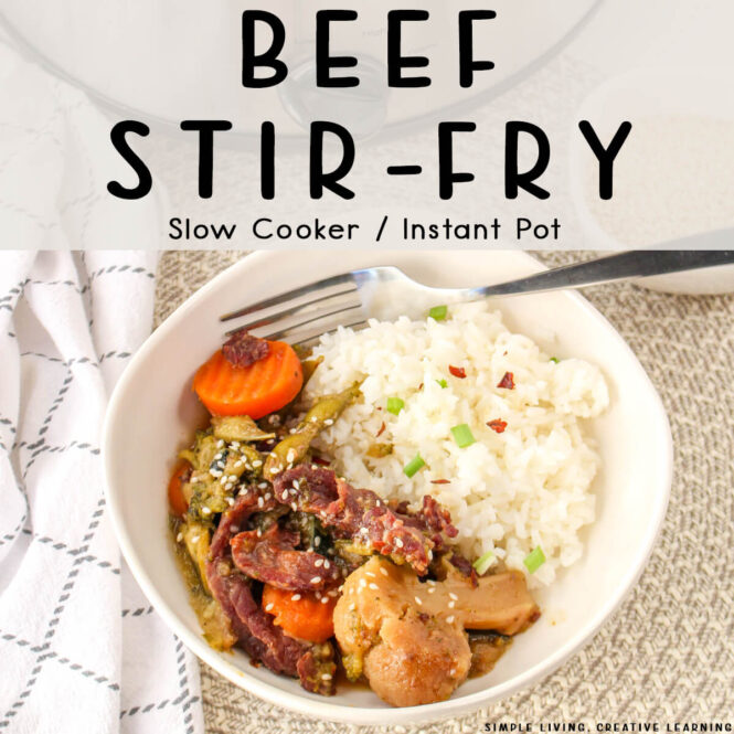 Slow Cooker / Instant Pot Beef Stir-Fry in a bowl