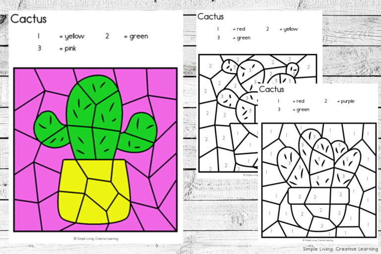 Cactus Colour By Code Worksheets - Simple Living. Creative Learning
