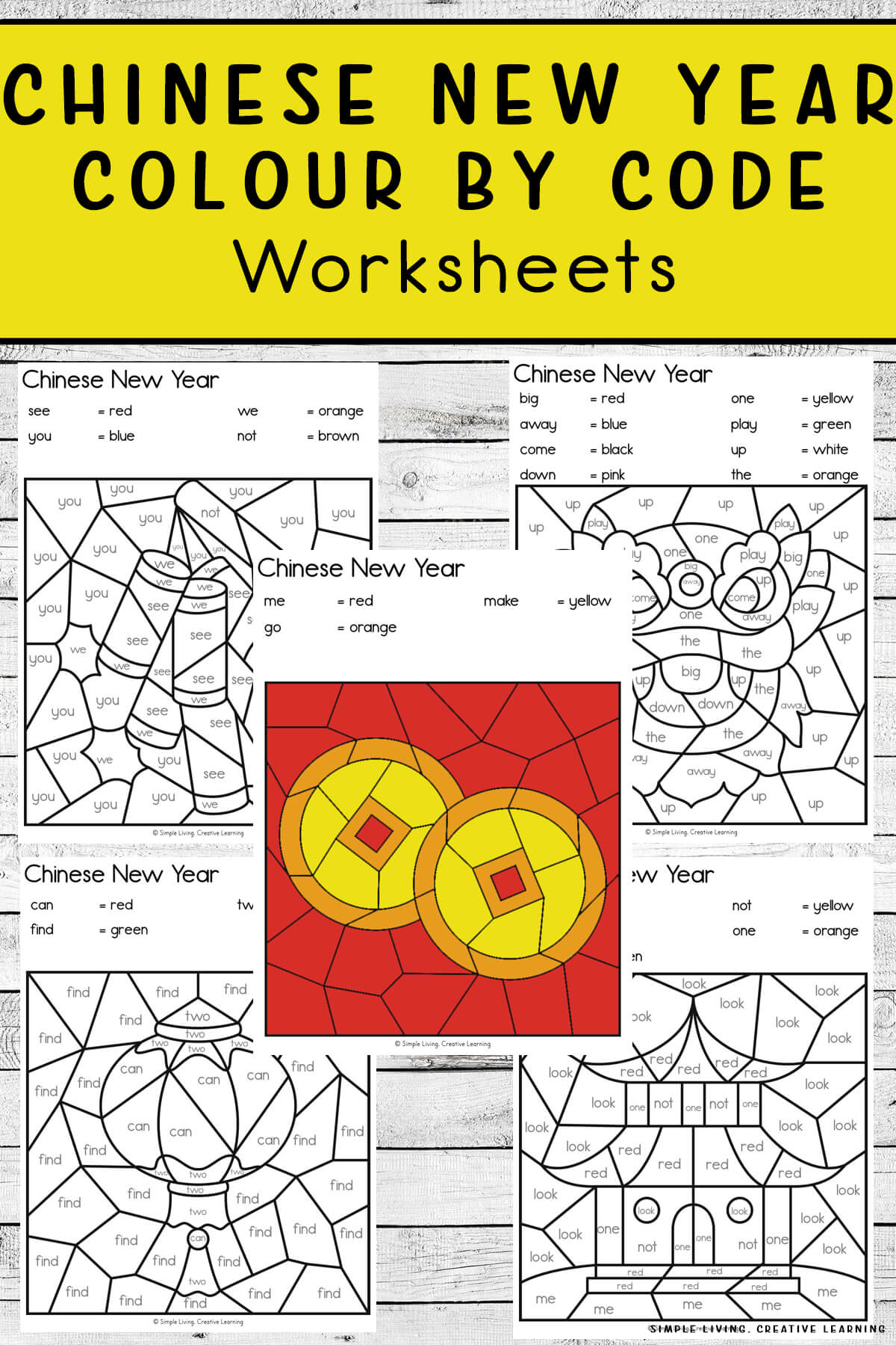 Chinese New Year Colour By Code Worksheets