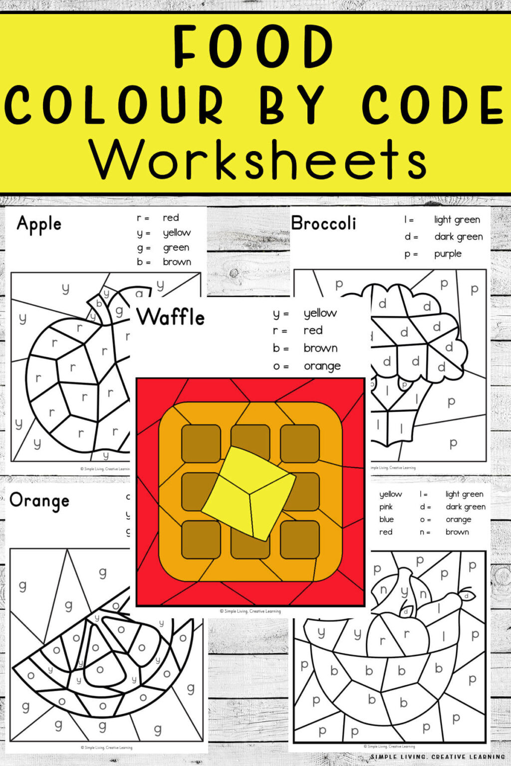 Food Colour By Code Worksheets - Simple Living. Creative Learning