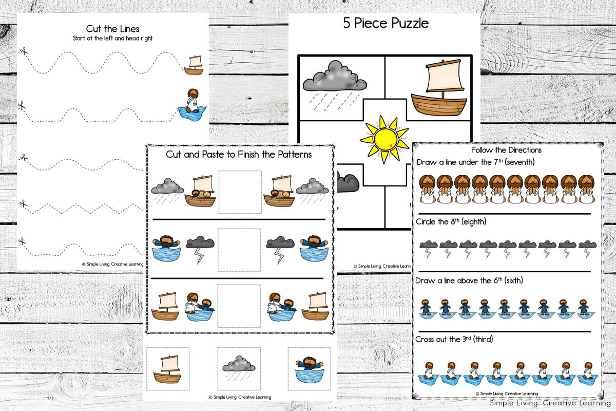 Jesus Walks on Water Printables some activity pages