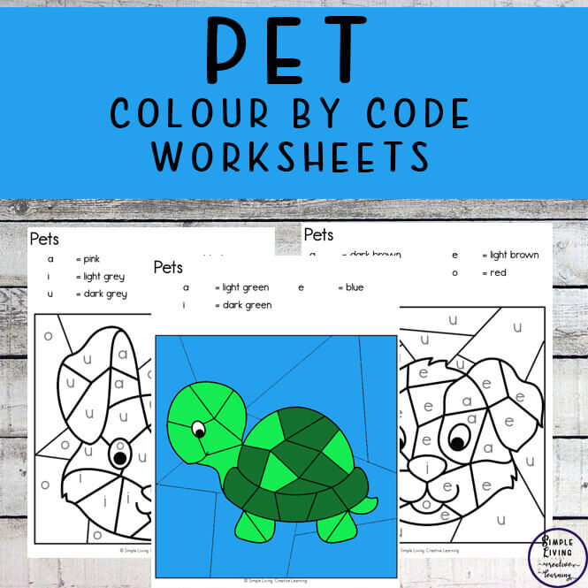 Pet Shop Colour By Code Worksheets three pages one coloured in