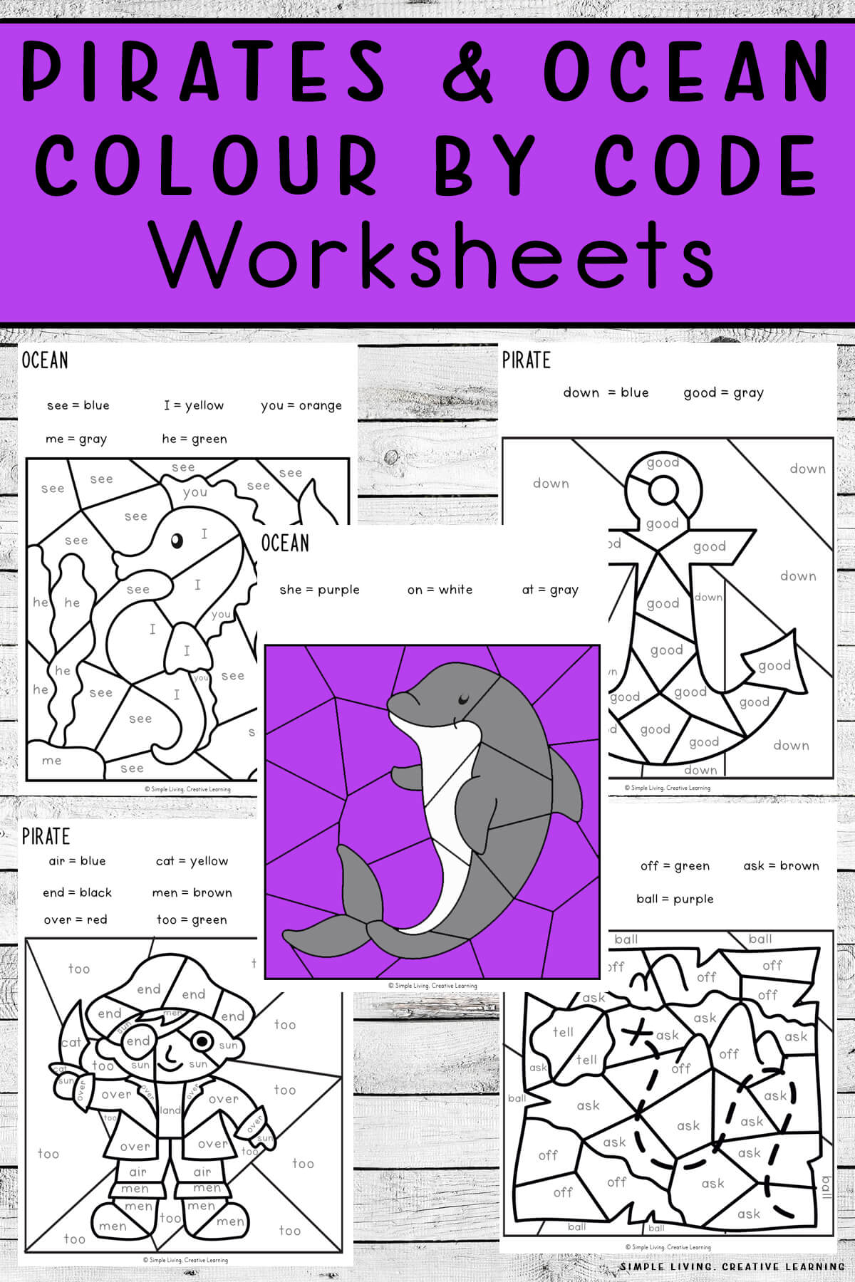 Ocean Colour by Code Worksheets