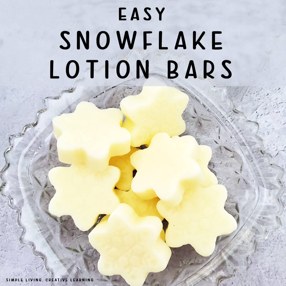 Snowflake Lotion Bars in a glass bowl