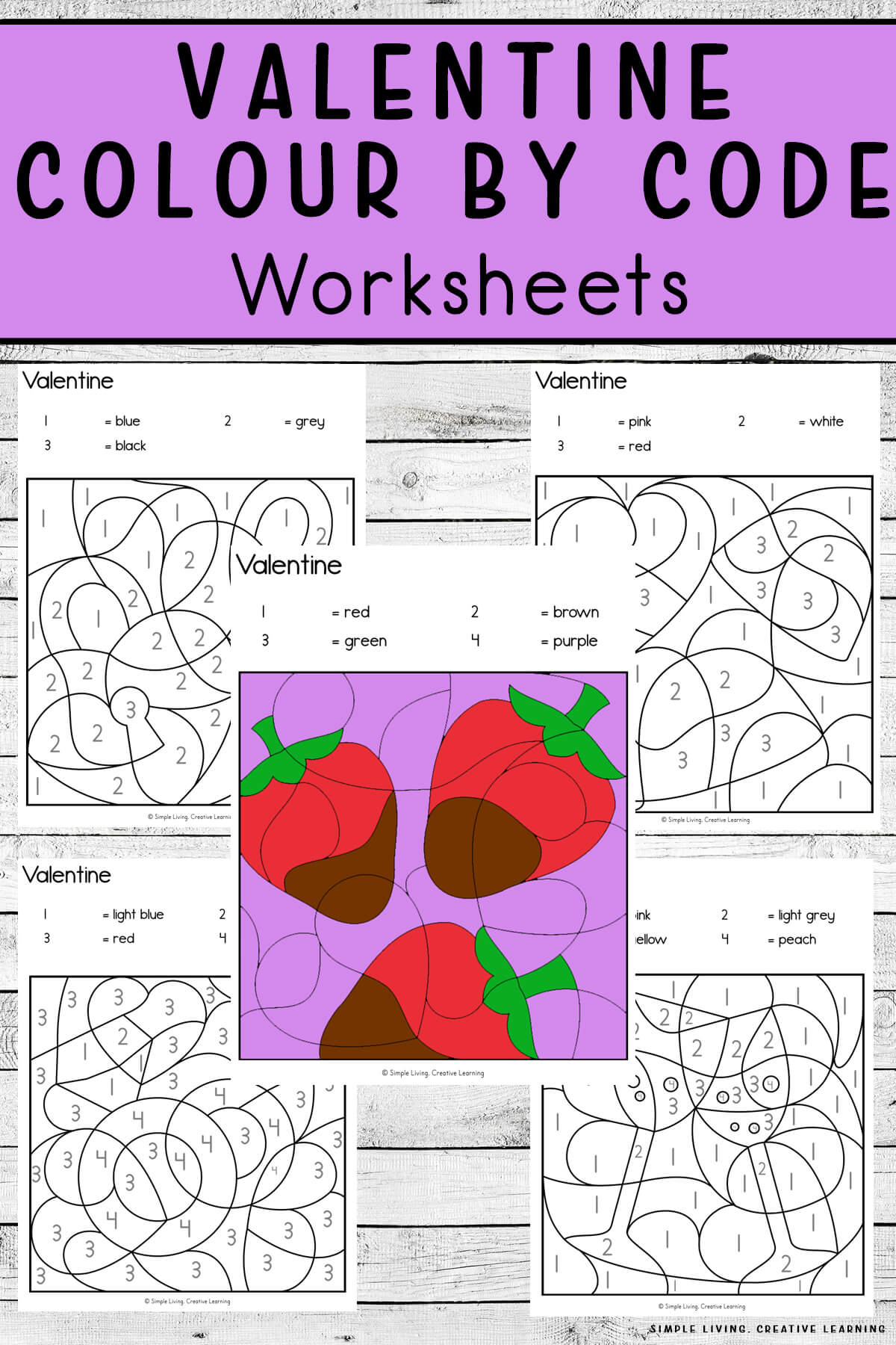 Valentine Colour By Code Worksheets