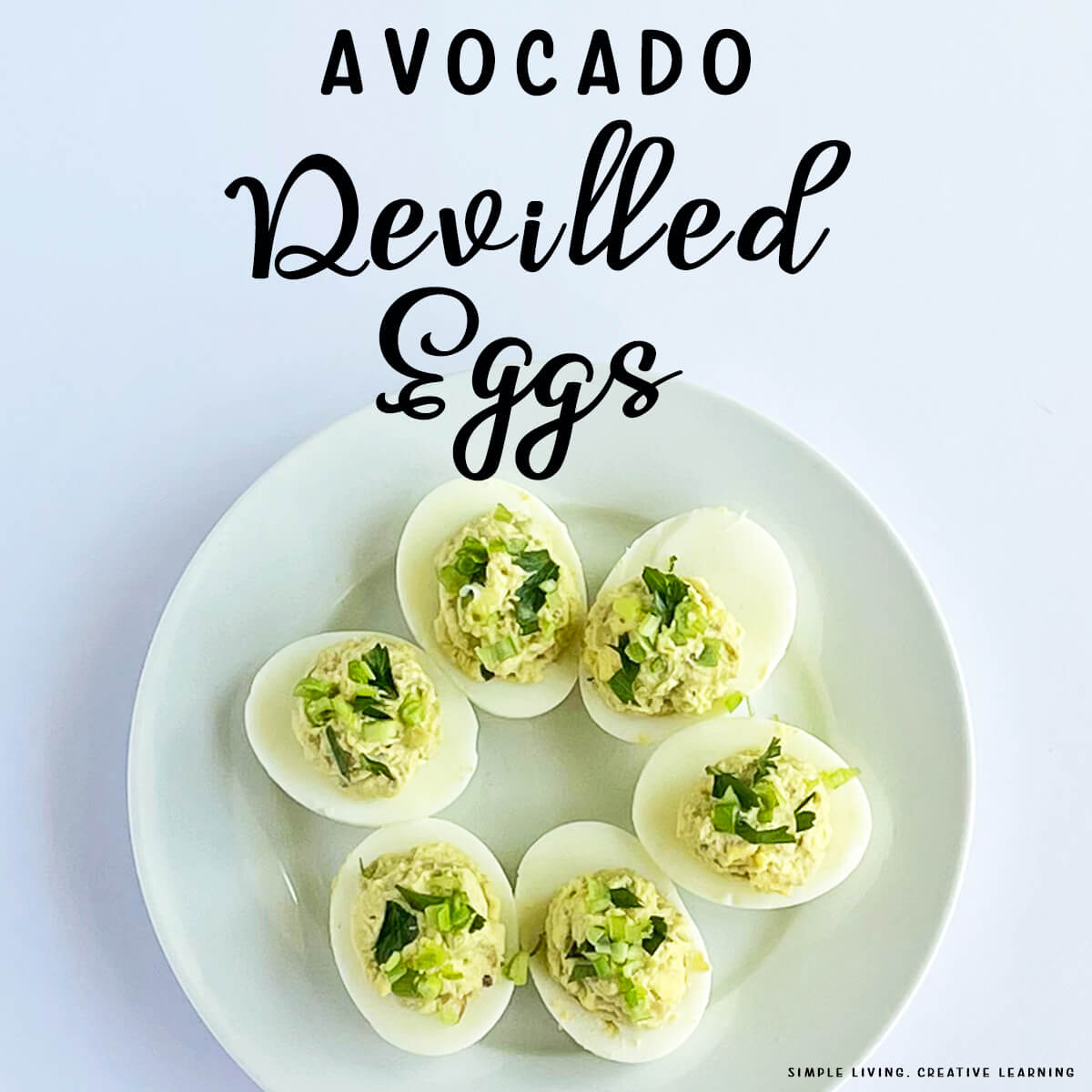 Avocado Devilled Eggs on a plate
