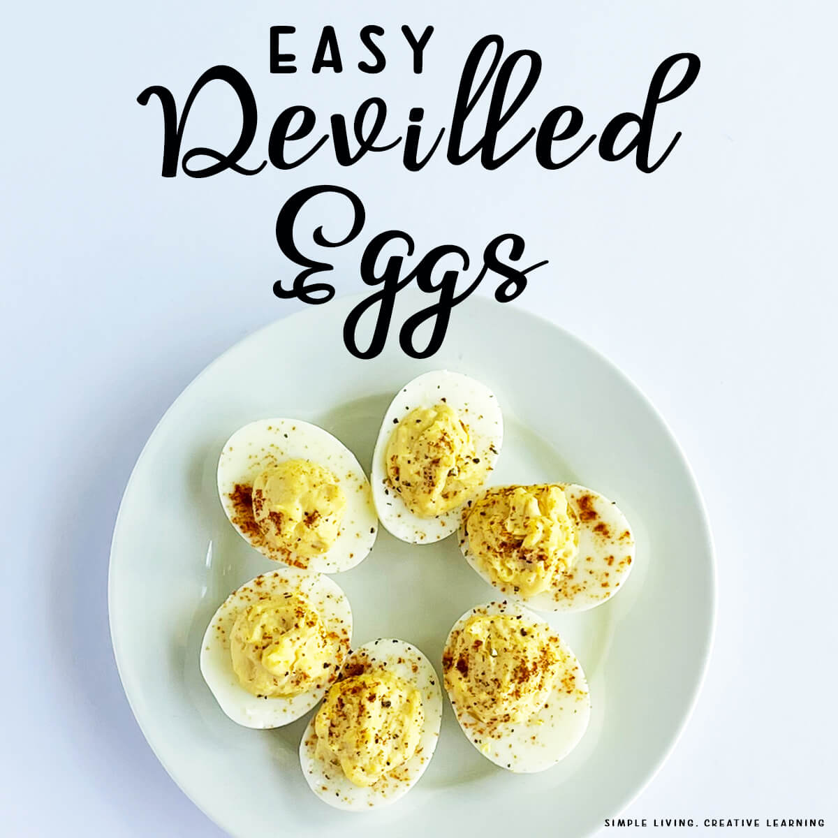 Easy Devilled Eggs on a plate