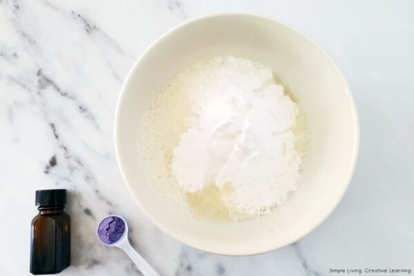 Epsom Salt Bath Gems adding dry ingredients