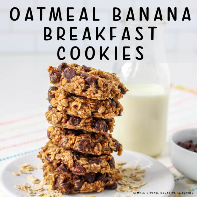 Oatmeal Banana Breakfast Cookies in a stack