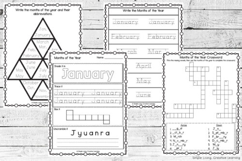 Months of the Year Printables - Simple Living. Creative Learning