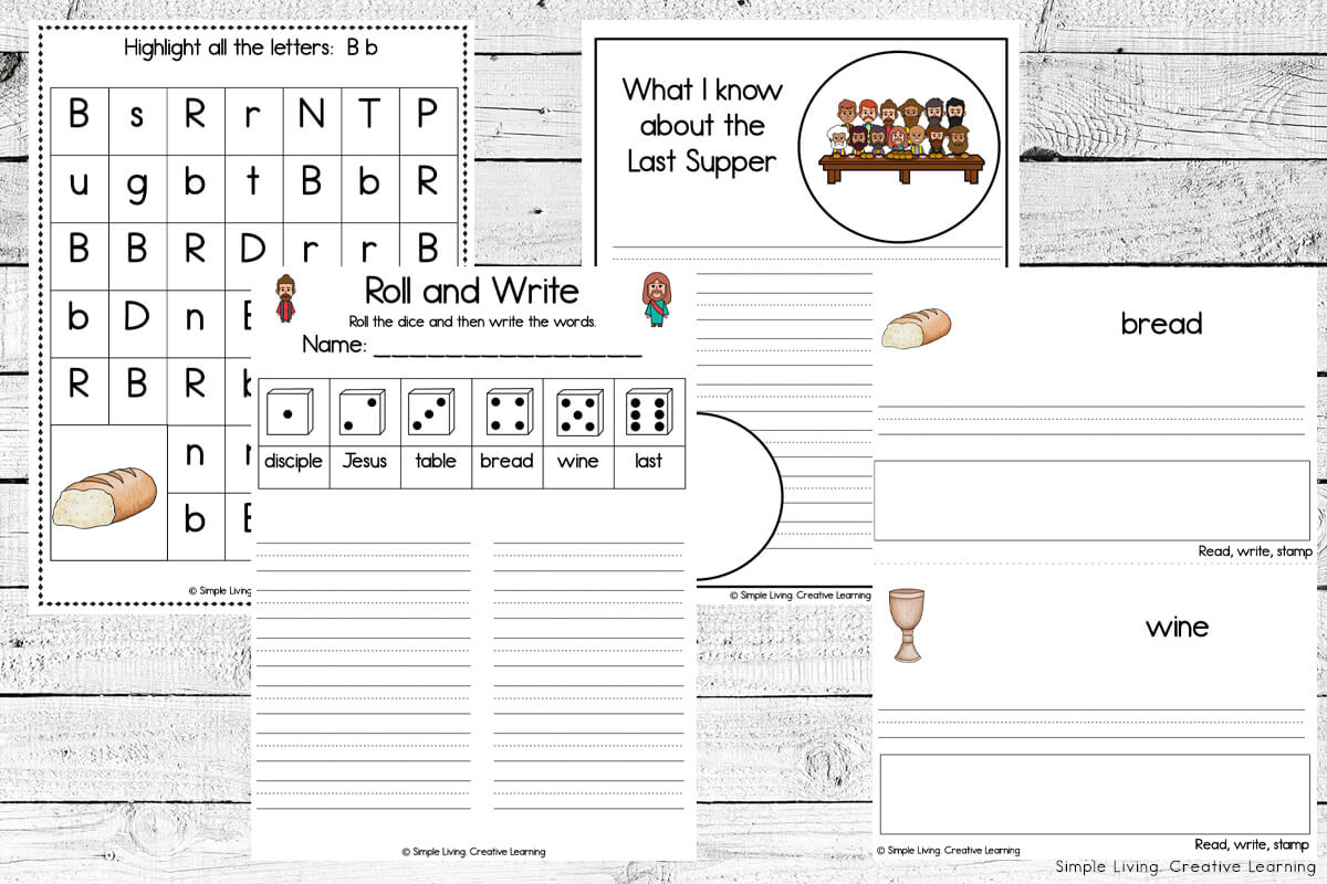 The Last Supper Printables Literacy Pages