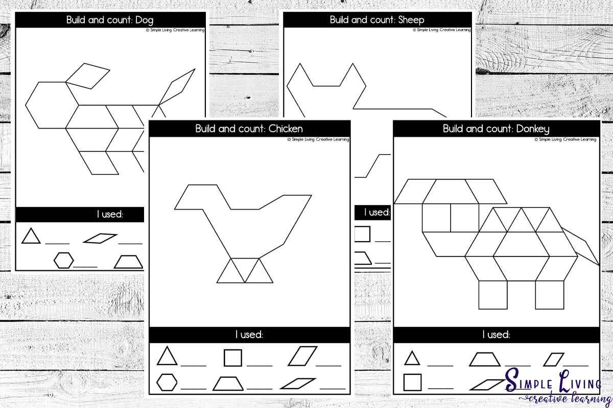 Farm Pattern Block Mats in black and white