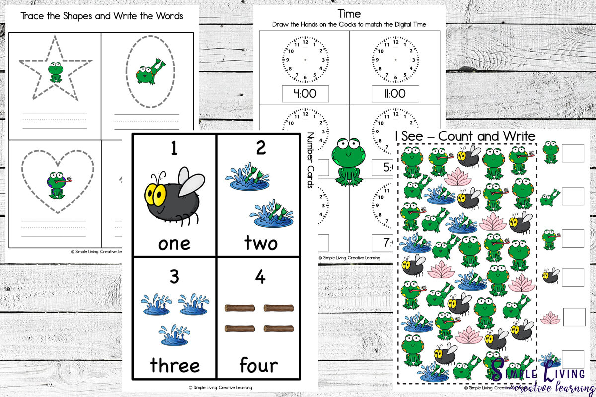Five Speckled Frogs Printables math pages