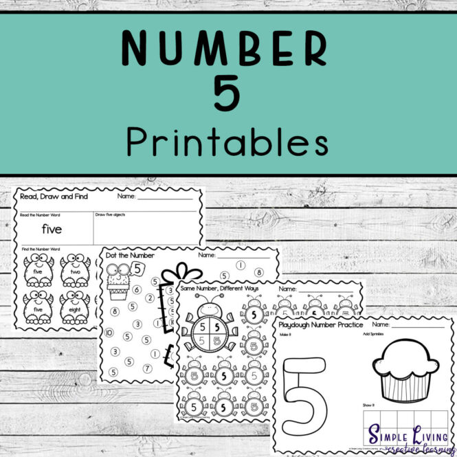 Number 5 Printables - four pages