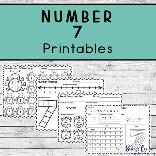 Number 7 Printables - four pages