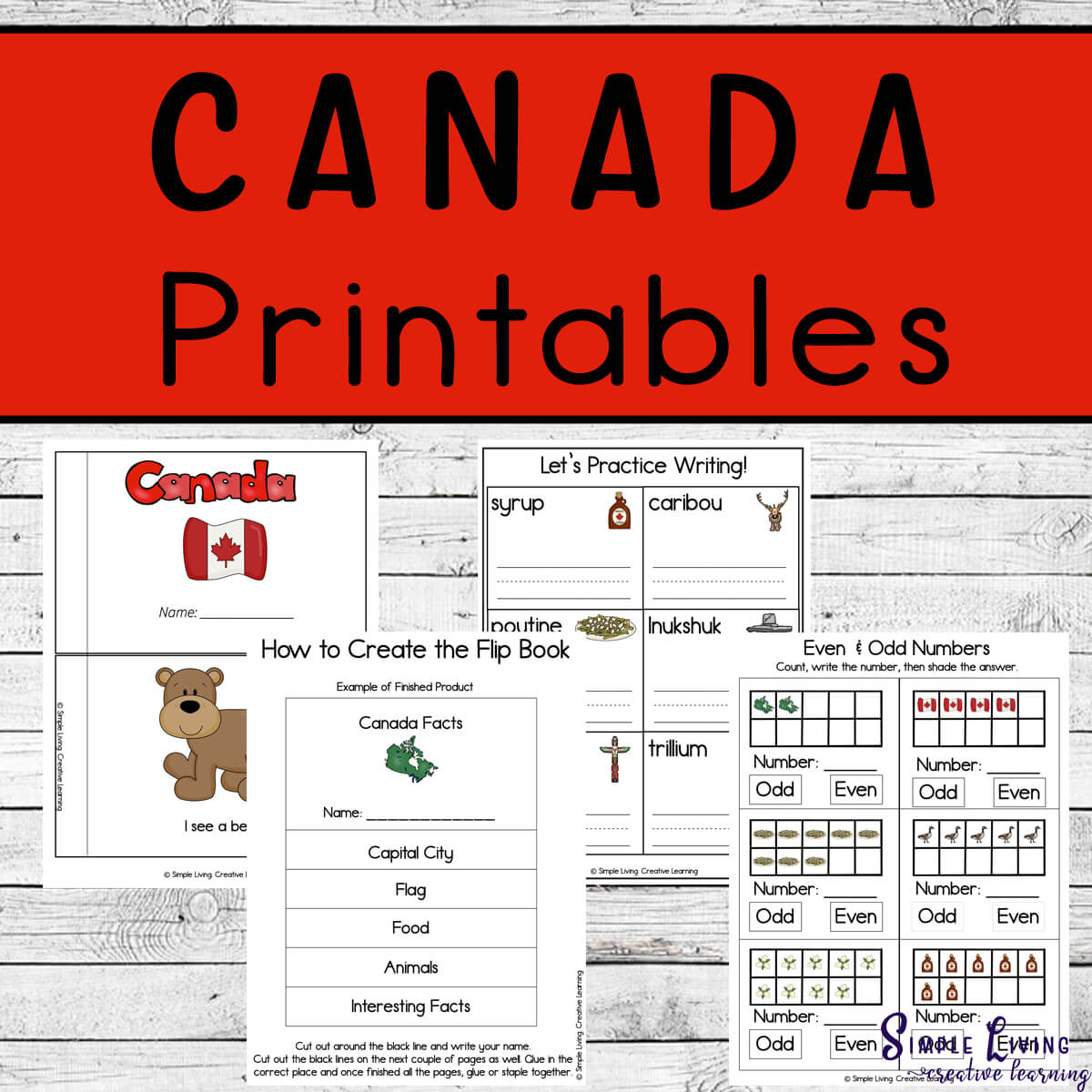 Canada Printables four colour pages