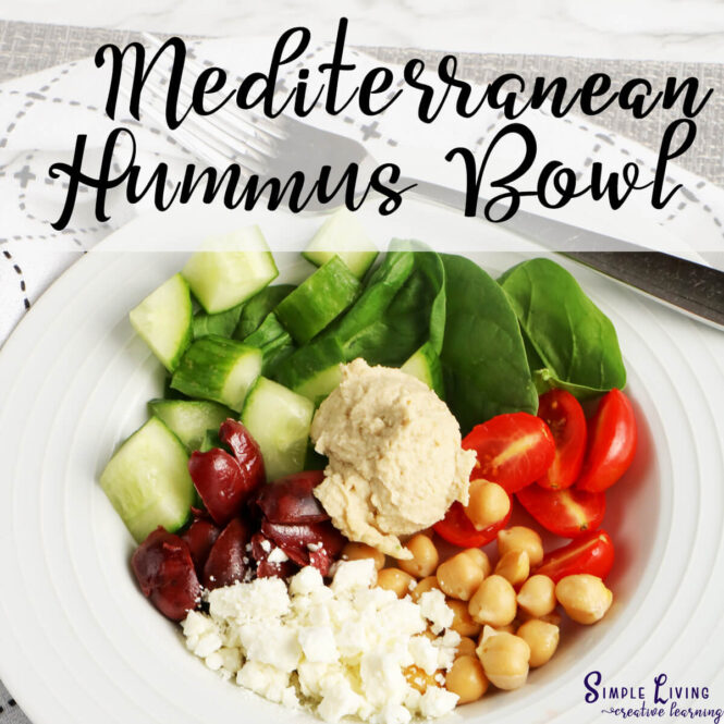 Mediterranean Hummus Bowl in a white bowl