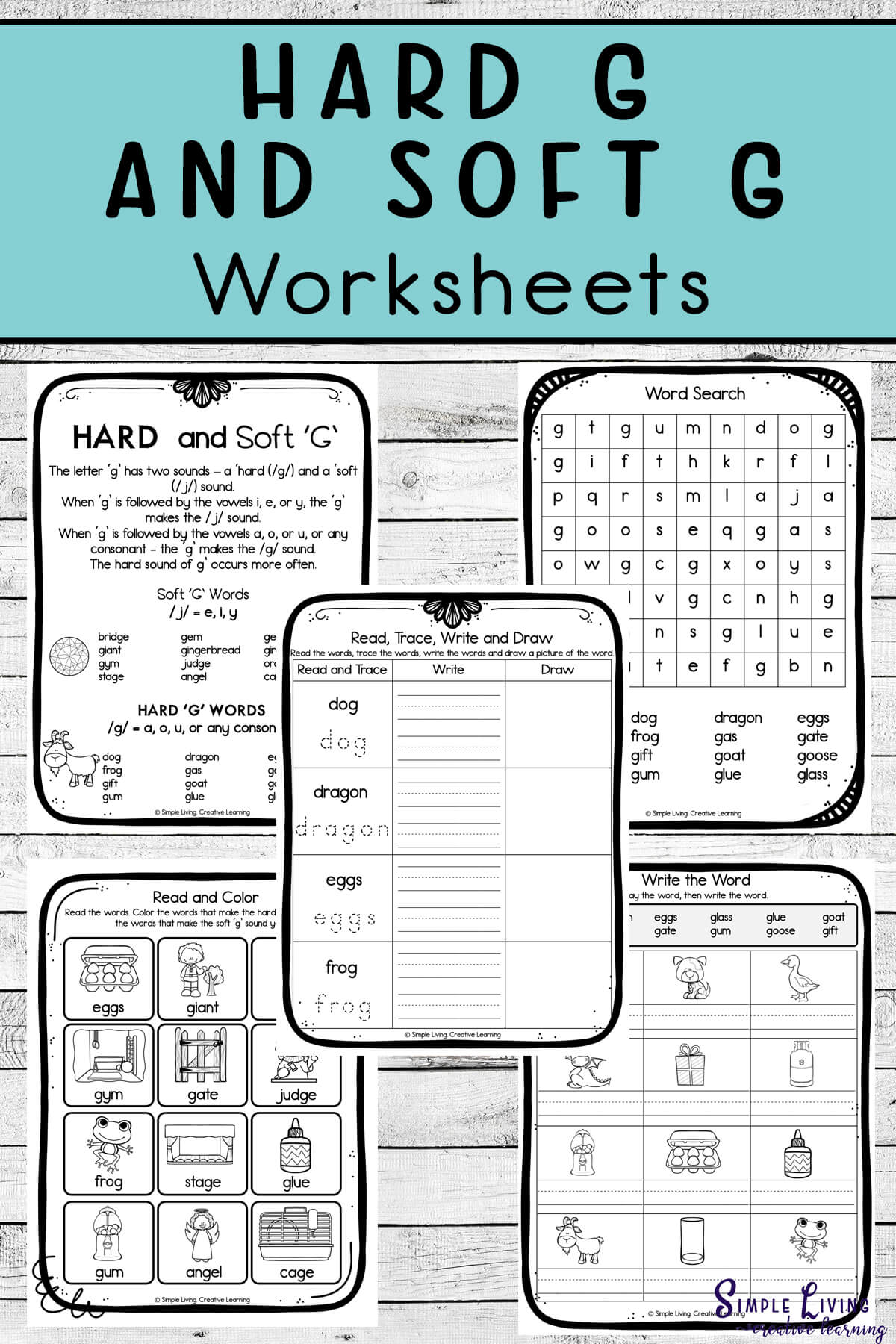 Hard G and Soft G Worksheets