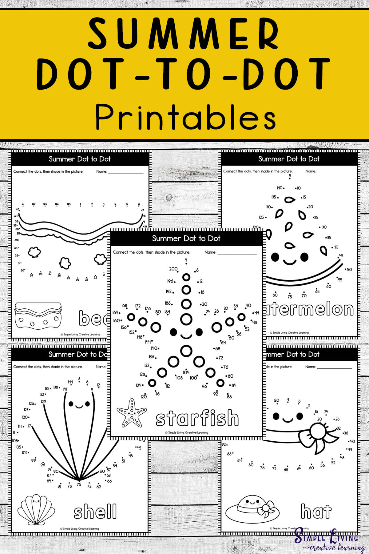 Summer Dot-to-Dot Printables