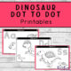 Dinosaur Dot to Dot Mats three worksheets - two coloured and one black and white