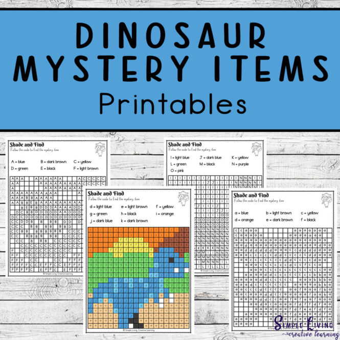 Dinosaur Mystery Items four pages, three black and white and one coloured in
