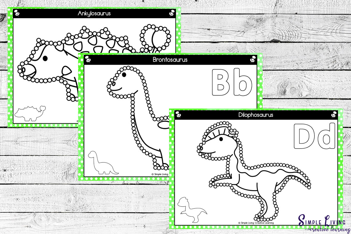 Dinosaur Q-Tip Mats three colour pages