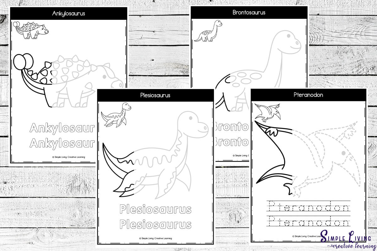 Dinosaur Finish the Picture Worksheets four pages the two easiest levels of difficulty