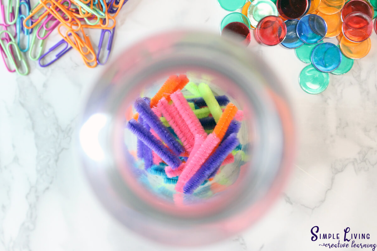 How to Make a Magnetic Sensory Bottle - adding pipe cleaners