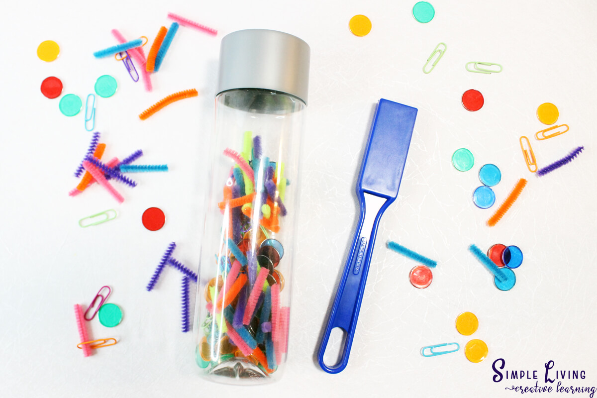 How to Make a Magnetic Sensory Bottle - bottle ready for play
