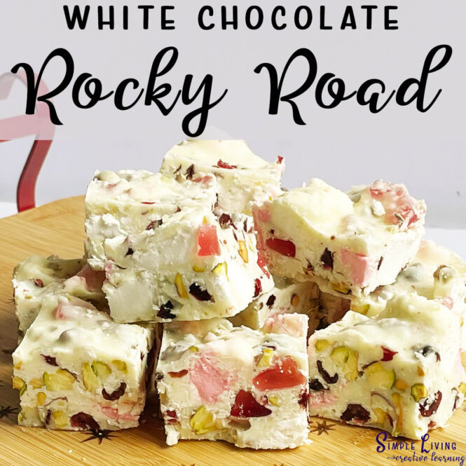 White Chocolate Rocky Road pieces on a plate