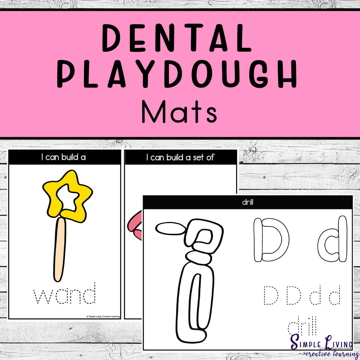Dental Playdough Mats one colour and one black and white mat