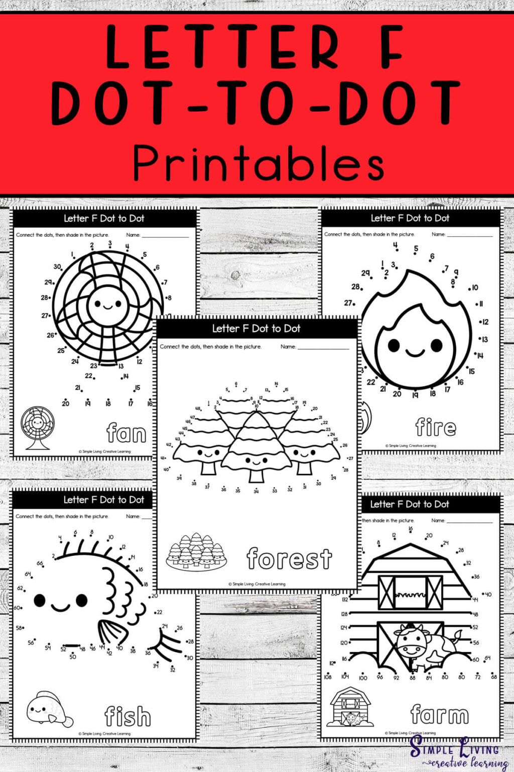 Letter f dot to dot printables simple living creative learning