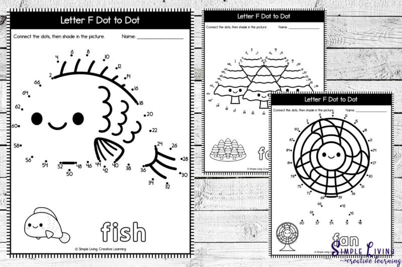 Letter f dot to dot printables simple living creative learning