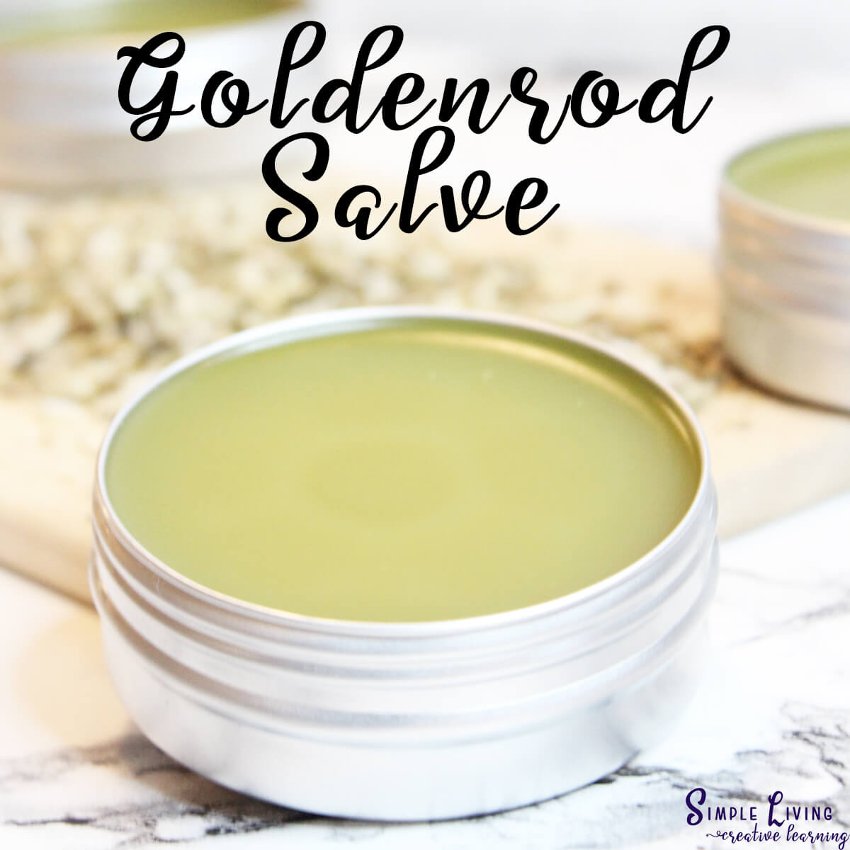 DIY Homemade Goldenrod Salve in a tin