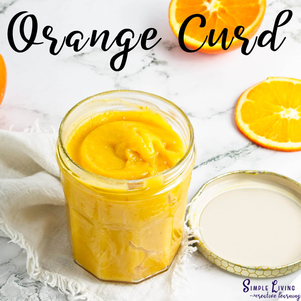 Easy Orange Curd Recipe - orange curd in a glass jar