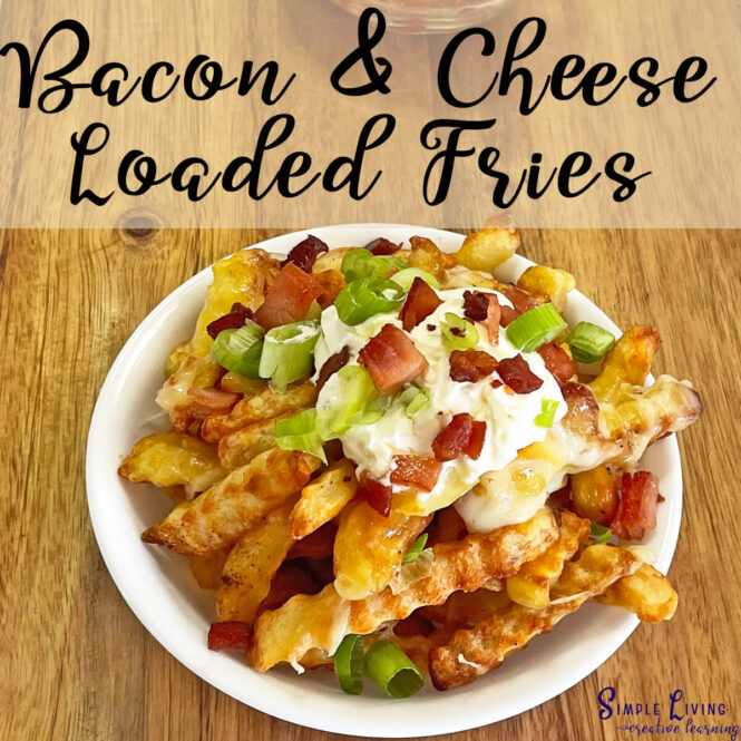 Bacon and Cheese Loaded Fries in a bowl